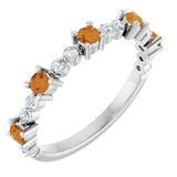 Sterling Silver Natural Citrine & 1/6 CTW Natural Diamond Ring