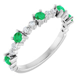 Sterling Silver Natural Emerald & 1/6 CTW Natural Diamond Ring