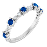 Sterling Silver Natural Blue Sapphire & 1/6 CTW Natural Diamond Ring