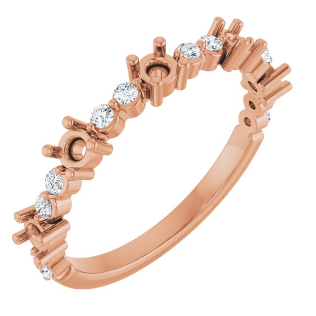 14K Rose 1/6 CTW Natural Diamond Semi-Set Stackable Ring