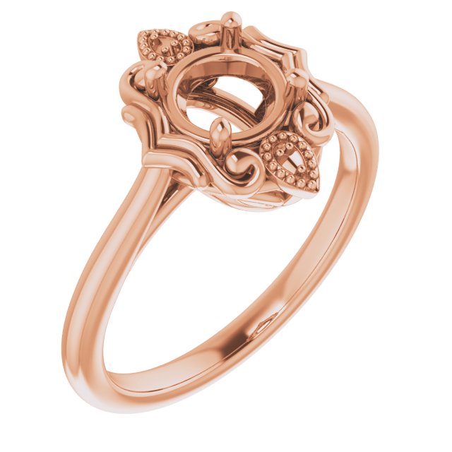 10K Rose6 mm Round Ring Mounting