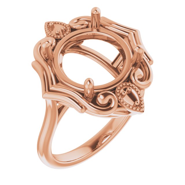 14K Rose12 mm Round Ring Mounting