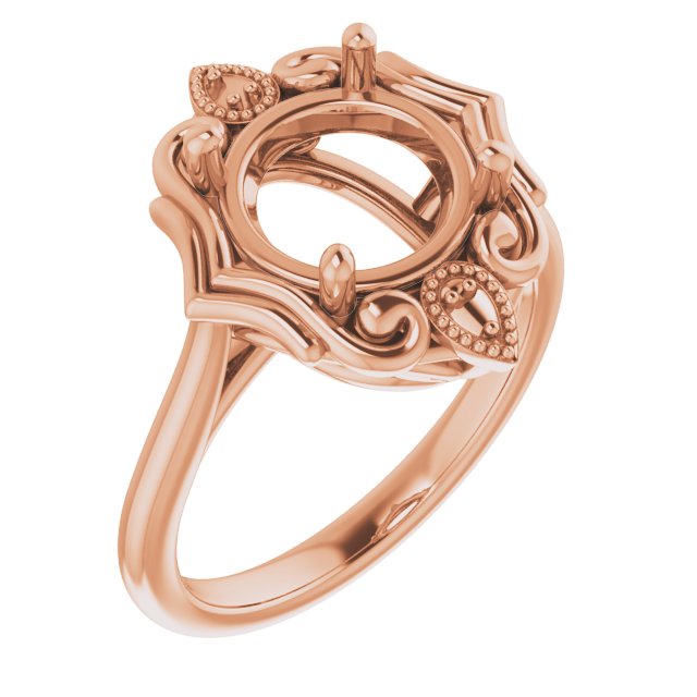 10K Rose9 mm Round Ring Mounting