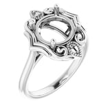 18K White9 mm Round Ring Mounting