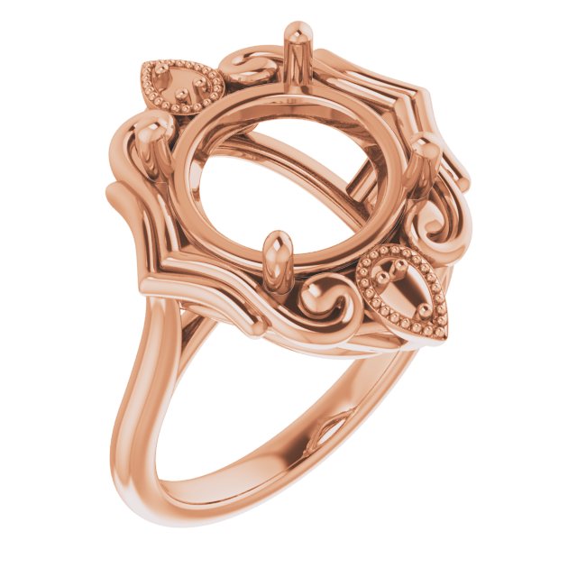 10K Rose11 mm Round Ring Mounting