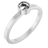 14K White 4 mm Round Bezel-Set Ring Mounting