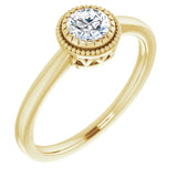 14K Yellow Natural White Sapphire Ring