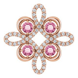 14K Rose Natural Pink Tourmaline & 1/8 CTW Natural Diamond Clover Pendant