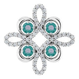 14K White Lab-Grown Alexandrite & 1/6 CTW Diamond Clover Pendant
