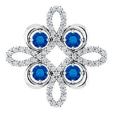 14K White Natural Blue Sapphire & 1/6 CTW Natural Diamond Clover Pendant
