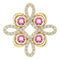 14K Yellow Natural Pink Tourmaline & 1/8 CTW Natural Diamond Clover Pendant