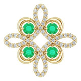 14K Yellow Natural Emerald & 1/6 CTW Natural Diamond Clover Pendant