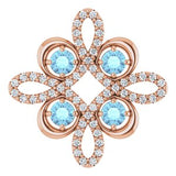 14K Rose Natural Aquamarine & 1/6 CTW Natural Diamond Clover Pendant