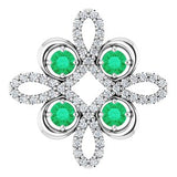 Platinum Natural Emerald & 1/6 CTW Natural Diamond Clover Pendant
