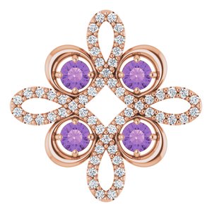 14K Rose Natural Amethyst & 1/6 CTW Natural Diamond Pendant