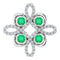 14K White Natural Emerald & 1/6 CTW Natural Diamond Clover Pendant