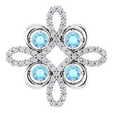 Platinum Natural Aquamarine & 1/6 CTW Natural Diamond Clover Pendant
