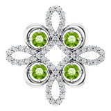 14K White Natural Peridot & 1/6 CTW Natural Diamond Clover Pendant