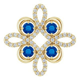 14K Yellow Natural Blue Sapphire & 1/6 CTW Natural Diamond Clover Pendant