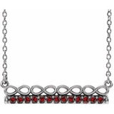 Platinum Natural Mozambique Garnet Infinity-Inspired Bar 16" Necklace