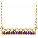 14K Yellow Natural Amethyst Infinity-Inspired Bar 18" Necklace