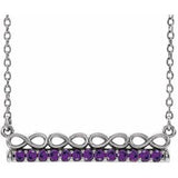 14K White Natural Amethyst Infinity-Inspired Bar 18" Necklace