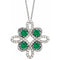 Platinum Natural Emerald & 1/6 CTW Natural Diamond Clover 18