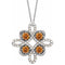 Platinum Natural Citrine & 1/8 CTW Natural Diamond Clover 18