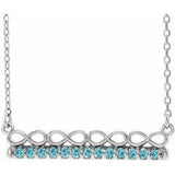 Platinum Natural Blue Zircon Infinity-Inspired Bar 16" Necklace