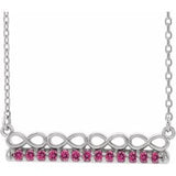 Platinum Natural Pink Tourmaline Infinity-Inspired Bar 18" Necklace