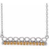 Platinum Natural Citrine Infinity-Inspired Bar 16" Necklace