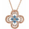 14K Rose Natural Aquamarine & .08 CTW Natural Diamond Clover 18