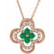 14K Rose Natural Emerald & .08 CTW Natural Diamond Clover 18