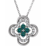 14K White Natural Alexandrite & .08 CTW Natural Diamond Clover 18" Necklace