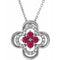 Platinum Lab-Grown Ruby & .08 CTW Natural Diamond Clover 18