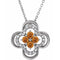 14K White Natural Citrine & .08 CTW Natural Diamond Clover 18