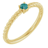 14K Yellow 3 mm Natural Alexandrite Solitaire Rope Ring