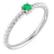 14K White 3 mm Natural Emerald Solitaire Rope Ring
