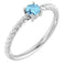 Platinum 4 mm Natural Aquamarine Solitaire Rope Ring