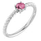 Platinum 4 mm Natural Pink Tourmaline Solitaire Rope Ring