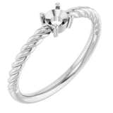 14K White 4 mm Round Solitaire Rope Ring Mounting