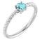 Platinum 4 mm Natural Blue Zircon Solitaire Rope Ring