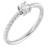 Sterling Silver 4 mm Natural White Sapphire Solitaire Rope Ring