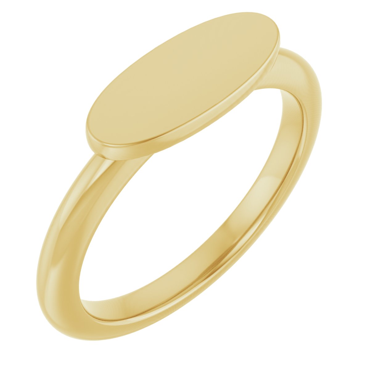 14K Yellow Gold 13x5.5 mm Oval Signet Ring