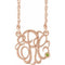 14K Rose Gold-Plated Sterling Silver 30 mm 3-Initials Imitation Peridot Script Monogram 18