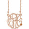 14K Rose Gold-Plated Sterling Silver 20 mm 3-Initials Imitation Citrine Script Monogram 18