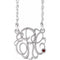Rhodium-Plated Sterling Silver 25 mm 3-Initials Imitation Mozambique Garnet Script Monogram 18
