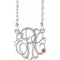 Rhodium-Plated Sterling Silver 20 mm 3-Initials Imitation Citrine Script Monogram 18