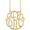 14K Yellow Gold-Plated Sterling Silver 25 mm 3-Initials Imitation Blue Zircon Script Monogram 18