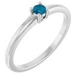 14K White Natural London Blue Topaz Ring